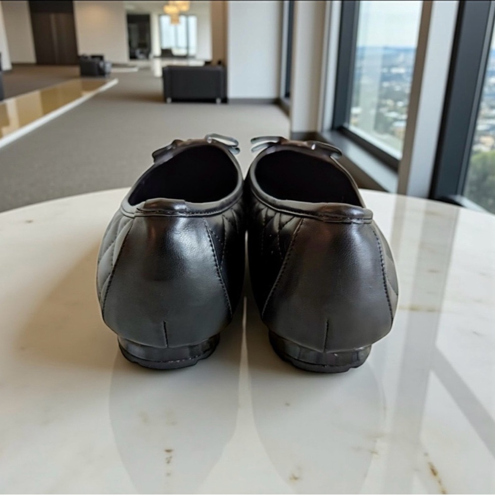 Gianna Black Quilted Leather Ballet Flats - Picture 6 of 7
